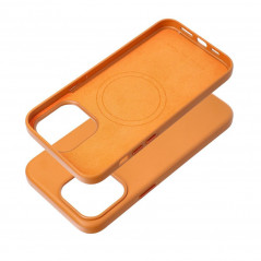 Kryt Leather Mag Cover na Apple iPhone 15 Pro Max Elegant  MagSAFE  Oranžový