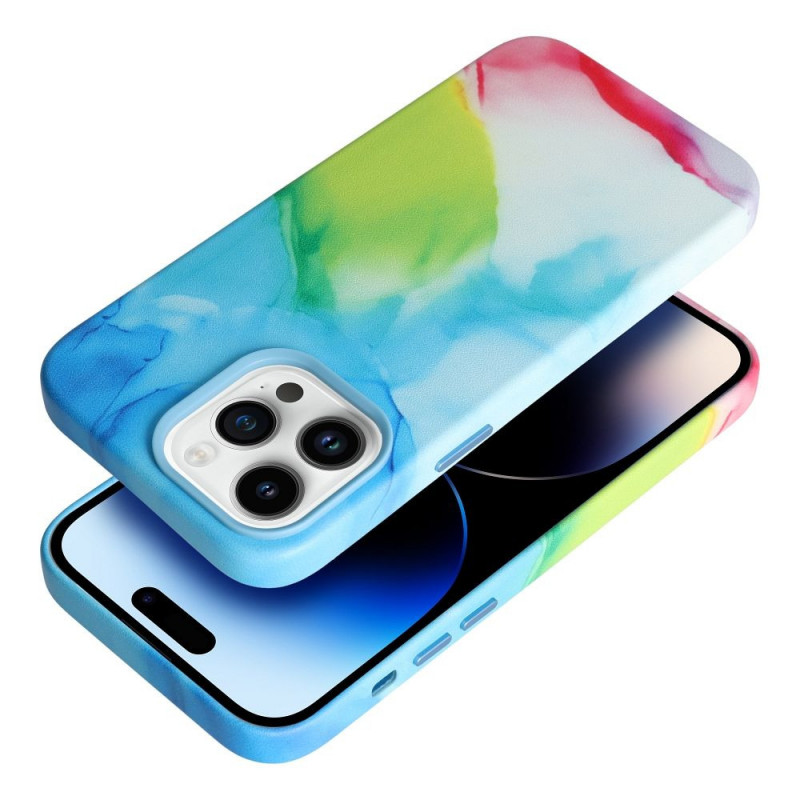 Kryt Leather Mag Cover na Apple iPhone 15 Pro Elegant  MagSAFE  Farebná škvrna