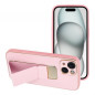 Kryt LEATHER Case Kickstand na Apple iPhone 15 Ružový
