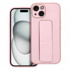 Kryt LEATHER Case Kickstand na Apple iPhone 15 Ružový