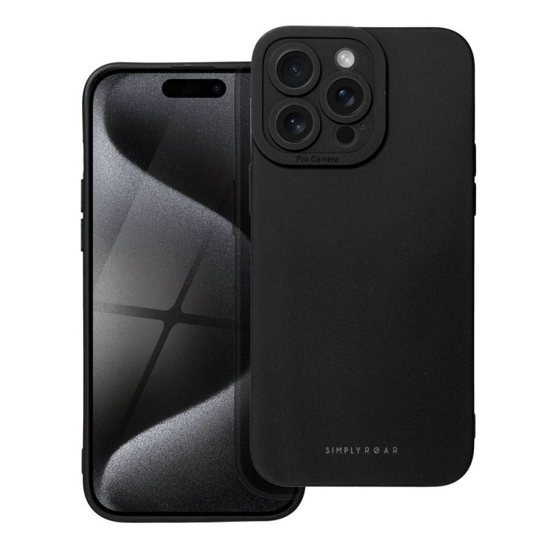 Kryt Roar Luna na Apple iPhone 15 Pro Max Jednofarebný, Štýlový, Estetický doplnok  Čierny