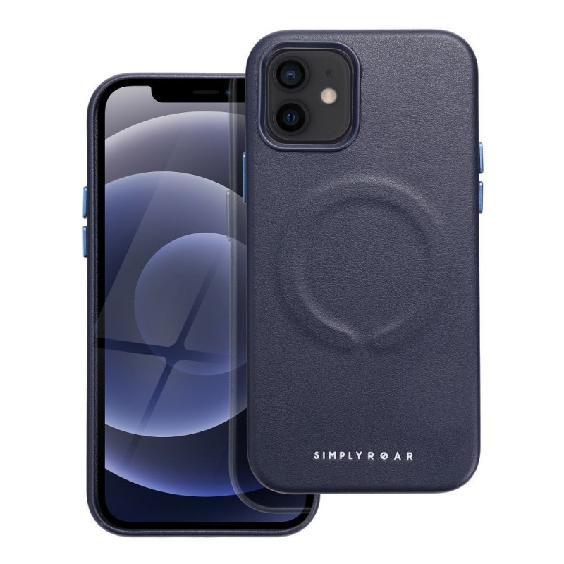 Kryt Roar Leather Mag na Apple iPhone 12 Elegant  MagSAFE  Tmavší modrý