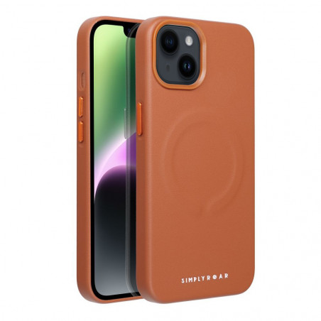 Kryt Roar Leather Mag na Apple iPhone 14 Elegant  MagSAFE  Hnedý