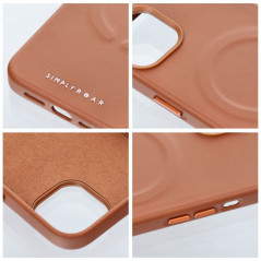 Kryt Roar Leather Mag na Apple iPhone 14 Elegant  MagSAFE  Hnedý