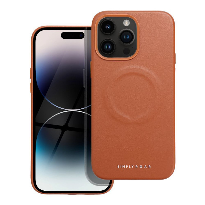 Kryt Roar Leather Mag na Apple iPhone 14 Pro Max Elegant  MagSAFE  Hnedý