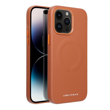 Kryt Roar Leather Mag na Apple iPhone 14 Pro Max Elegant  MagSAFE  Hnedý