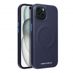Kryt Roar Leather Mag na Apple iPhone 15 Elegant  MagSAFE  Tmavší modrý