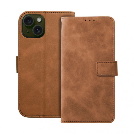 Peňaženkové puzdro TENDER Book na Apple iPhone 15 Hnedý