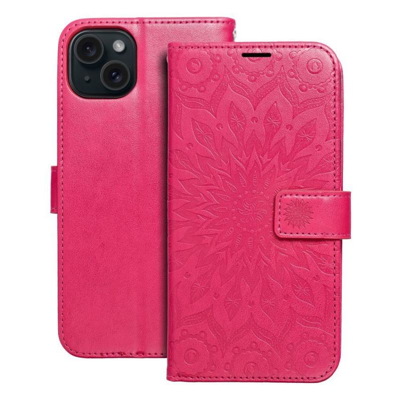Peňaženkové puzdro MEZZO Book na Apple iPhone 15 Plus Mandala  Purpurový