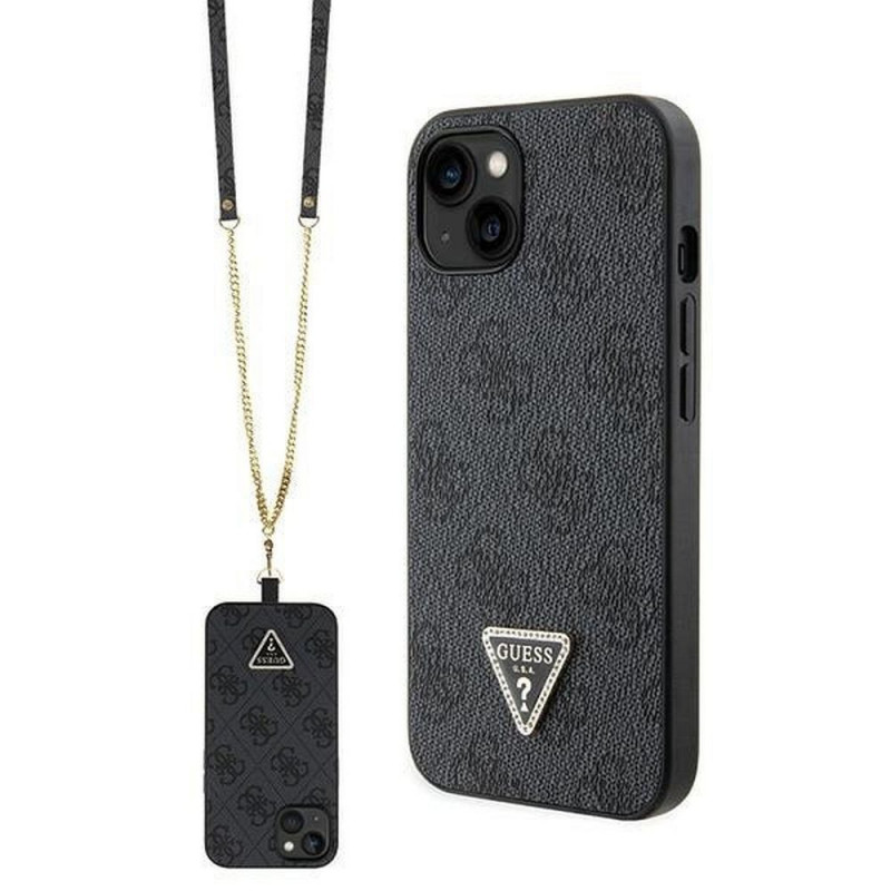Kryt Guess Metal Logo Starss Crossbody na Apple iPhone 14 Elegant  Čierny