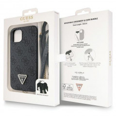 Kryt Guess Metal Logo Starss Crossbody na Apple iPhone 14 Elegant  Čierny
