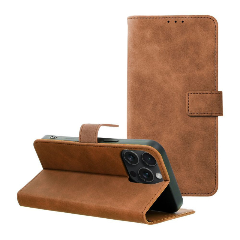 Peňaženkové puzdro TENDER Book na Apple iPhone 15 Pro Max Hnedý