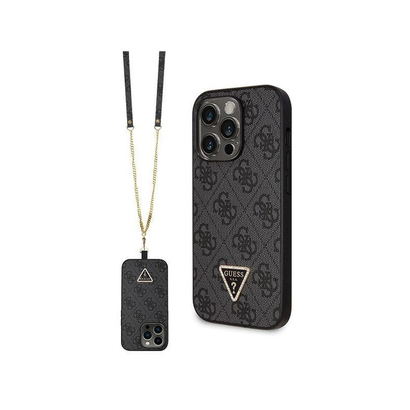 Kryt Guess Metal Logo Starss Crossbody na Apple iPhone 14 Pro Elegant  Čierny