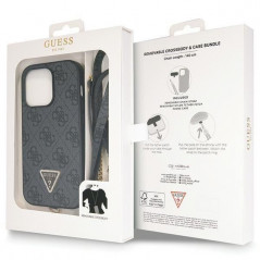 Kryt Guess Metal Logo Starss Crossbody na Apple iPhone 14 Pro Elegant  Čierny