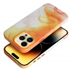 Kryt Leather Mag Cover na Apple iPhone 14 Pro Elegant  MagSAFE  Oranžová škvrna