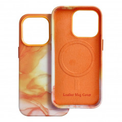 Kryt Leather Mag Cover na Apple iPhone 14 Pro Elegant  MagSAFE  Oranžová škvrna