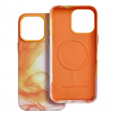 Kryt Leather Mag Cover na Apple iPhone 14 Pro Max Elegant  MagSAFE  Oranžová škvrna