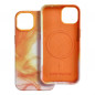 Kryt Leather Mag Cover na Apple iPhone 14 Elegant  MagSAFE  Oranžová škvrna