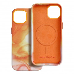 Kryt Leather Mag Cover na Apple iPhone 13 Elegant  MagSAFE  Oranžová škvrna