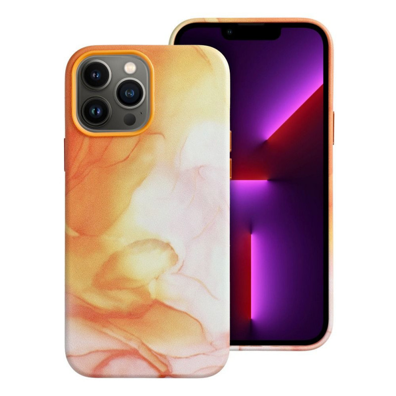 Kryt Leather Mag Cover na Apple iPhone 13 Pro Max Elegant  MagSAFE  Oranžová škvrna