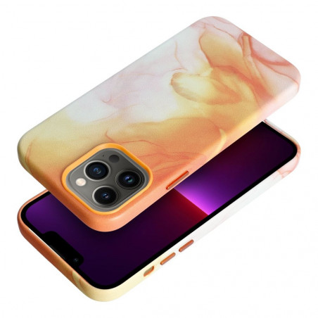 Kryt Leather Mag Cover na Apple iPhone 13 Pro Max Elegant MagSAFE Oranžová škvrna