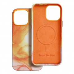 Kryt Leather Mag Cover na Apple iPhone 13 Pro Max Elegant  MagSAFE  Oranžová škvrna