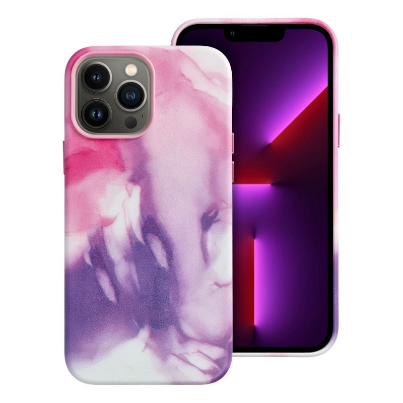 Kryt Leather Mag Cover na Apple iPhone 13 Pro Max Elegant  MagSAFE  Fialová škvrna