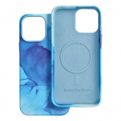 Kryt Leather Mag Cover na Apple iPhone 13 Pro Max Elegant  MagSAFE  Modrá škvrna