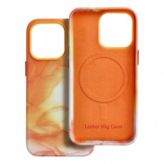 Kryt Leather Mag Cover na Apple iPhone 13 Pro Elegant  MagSAFE  Oranžová škvrna