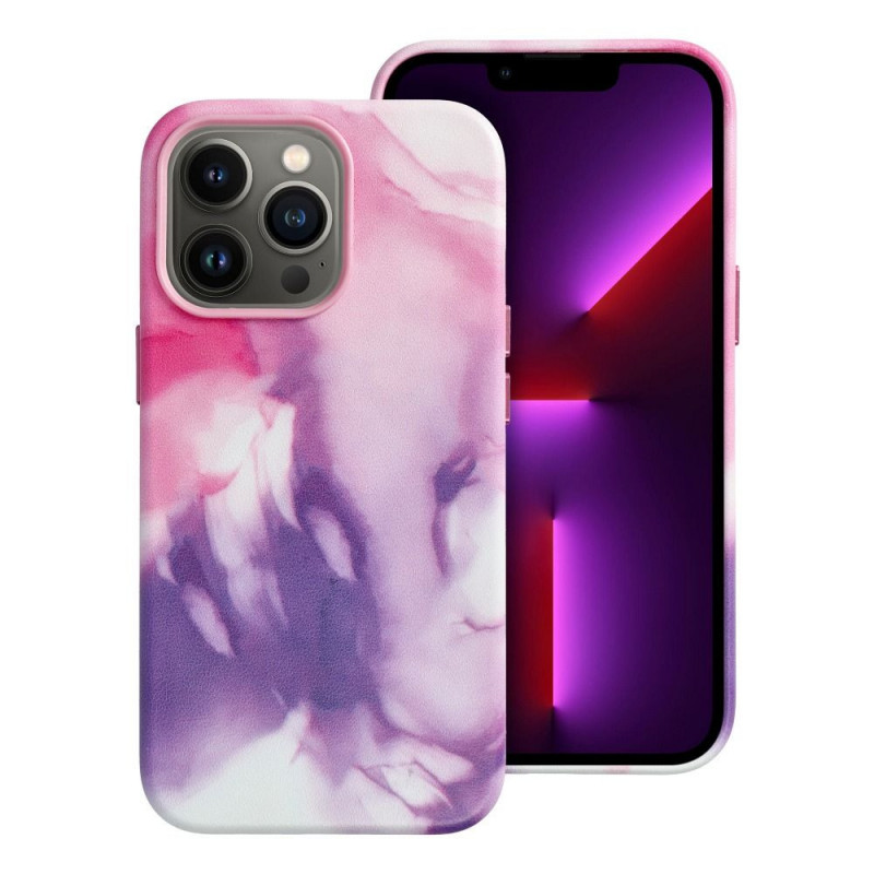 Kryt Leather Mag Cover na Apple iPhone 13 Pro Elegant  MagSAFE  Fialová škvrna