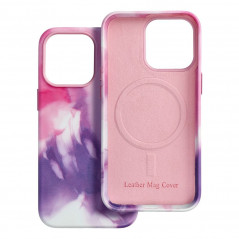 Kryt Leather Mag Cover na Apple iPhone 13 Pro Elegant  MagSAFE  Fialová škvrna