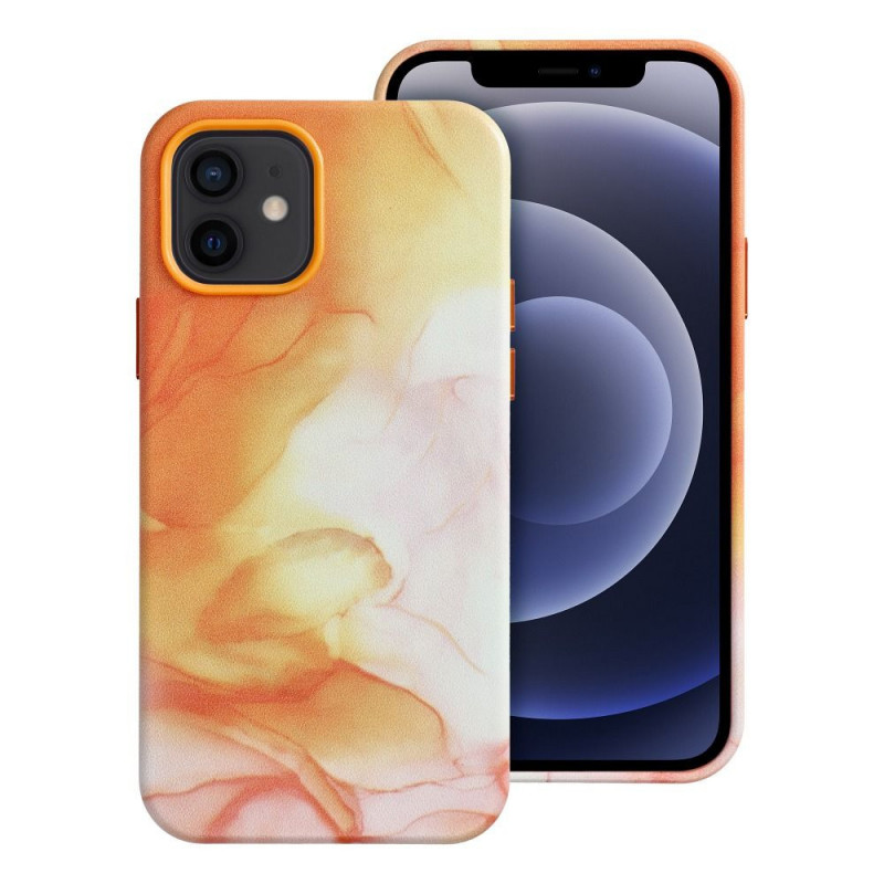 Kryt Leather Mag Cover na Apple iPhone 12 Elegant  MagSAFE  Oranžová škvrna