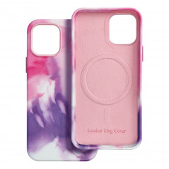 Kryt Leather Mag Cover na Apple iPhone 12 Elegant  MagSAFE  Fialová škvrna