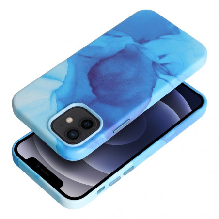 Kryt Leather Mag Cover na Apple iPhone 12 Elegant  MagSAFE  Modrá škvrna