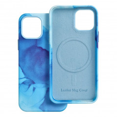 Kryt Leather Mag Cover na Apple iPhone 12 Elegant  MagSAFE  Modrá škvrna