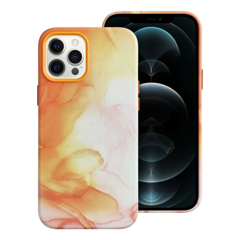 Kryt Leather Mag Cover na Apple iPhone 12 Pro Max Elegant  MagSAFE  Oranžová škvrna