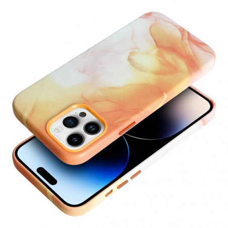 Kryt Leather Mag Cover na Apple iPhone 12 Pro Max Elegant  MagSAFE  Oranžová škvrna