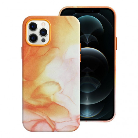 Kryt Leather Mag Cover na Apple iPhone 12 Pro Elegant MagSAFE Oranžová škvrna