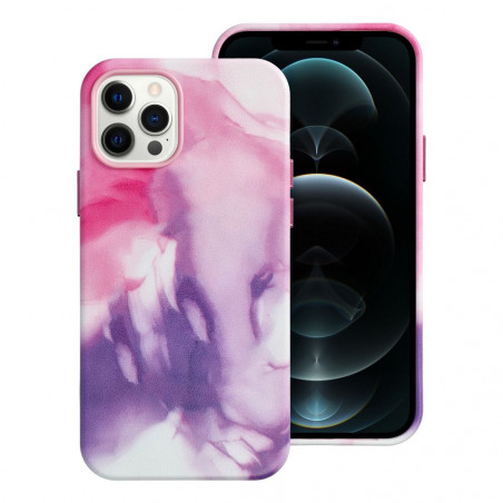Kryt Leather Mag Cover na Apple iPhone 12 Pro Elegant MagSAFE Fialová škvrna