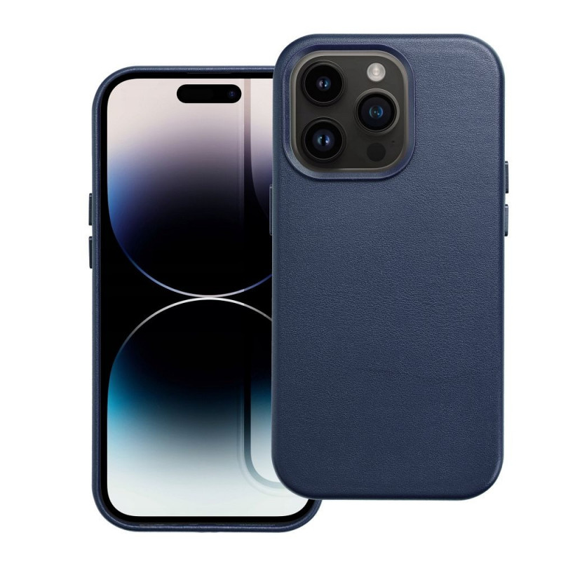 Kryt Leather Mag Cover na Apple iPhone 14 Pro Elegant  MagSAFE  Indigový modrý