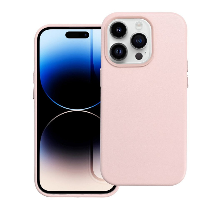Kryt Leather Mag Cover na Apple iPhone 13 Pro Elegant  MagSAFE  Pieskovo ružový