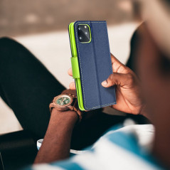 Peňaženkové puzdro Fancy Book na XIAOMI Redmi 12C Námornícka modrá / Limetkovo zelený