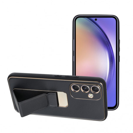 Kryt LEATHER Case Kickstand na Samsung Galaxy A54 Čierny