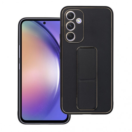 Kryt LEATHER Case Kickstand na Samsung Galaxy A54 Čierny