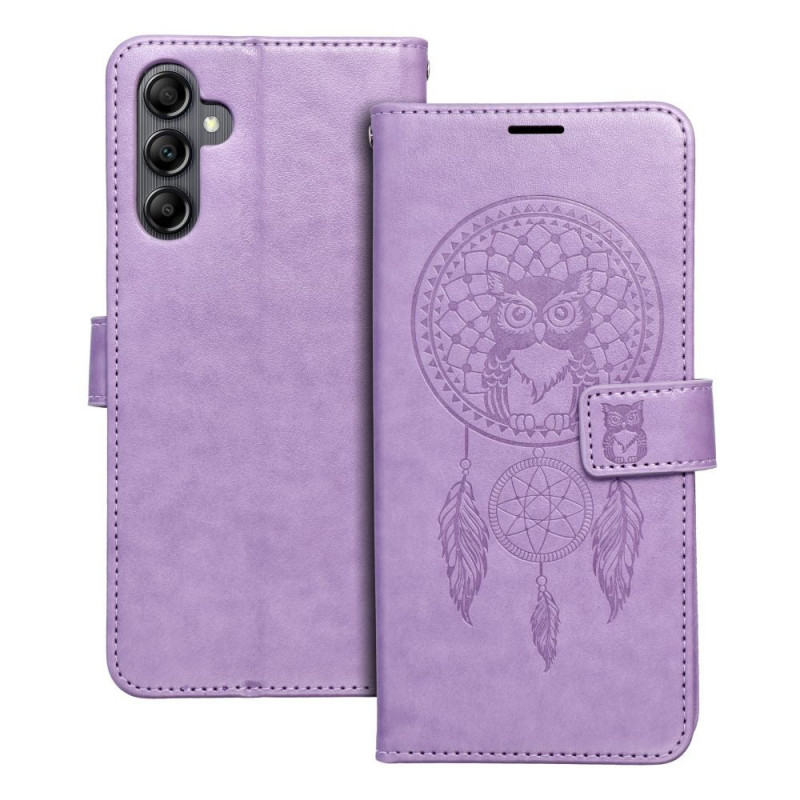 Peňaženkové puzdro MEZZO Book na Samsung Galaxy A14 LTE Lapač snov  Fialový (Purple)