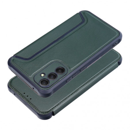 Peňaženkové puzdro Razor Book na Samsung Galaxy A34 Uhlíkové vlákno, Karbónový vzor Tmavo zelený