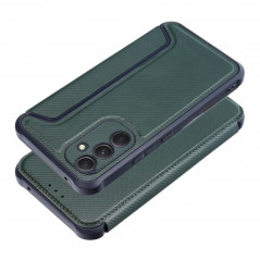 Peňaženkové puzdro Razor Book na Samsung Galaxy A54 Uhlíkové vlákno, Karbónový vzor Tmavo zelený