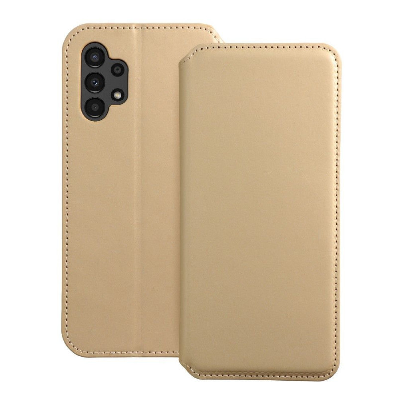 Peňaženkové puzdro Dual Pocket book na Samsung Galaxy A13 LTE Zlatý 