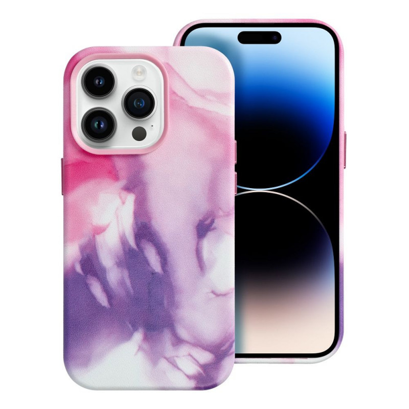 Kryt Leather Mag Cover na Apple iPhone 14 Pro Elegant  MagSAFE  Fialová škvrna