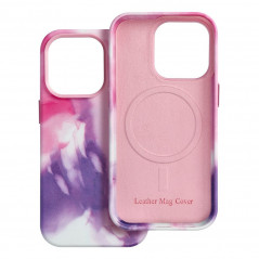 Kryt Leather Mag Cover na Apple iPhone 14 Pro Elegant  MagSAFE  Fialová škvrna